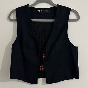 Zara Elegant Black Vest with Bead Detail